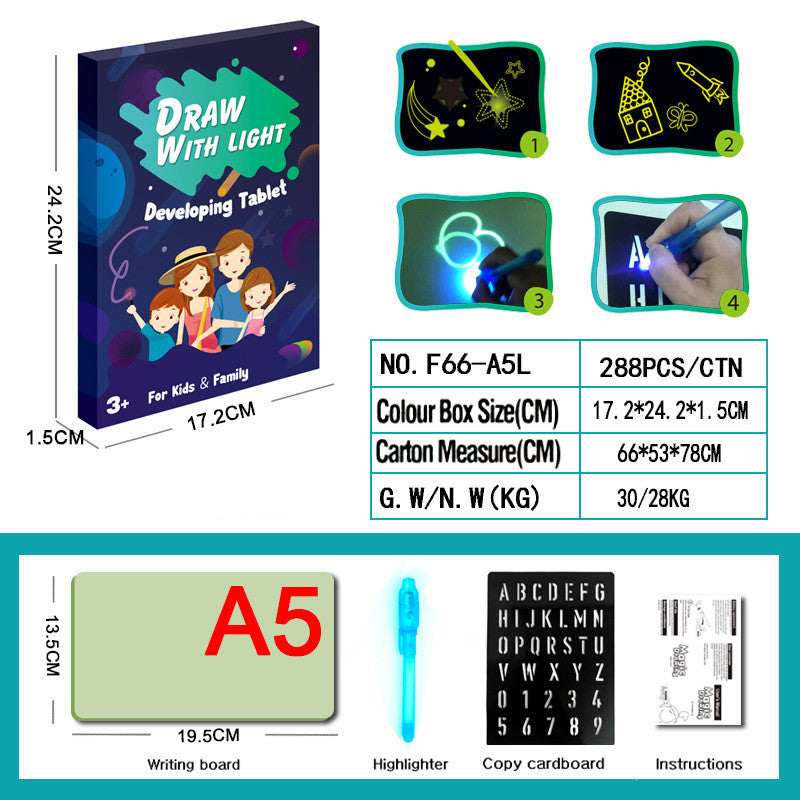Magic 3D Light Drawing Pad – 8 Glow Effects Educational Sketchboard