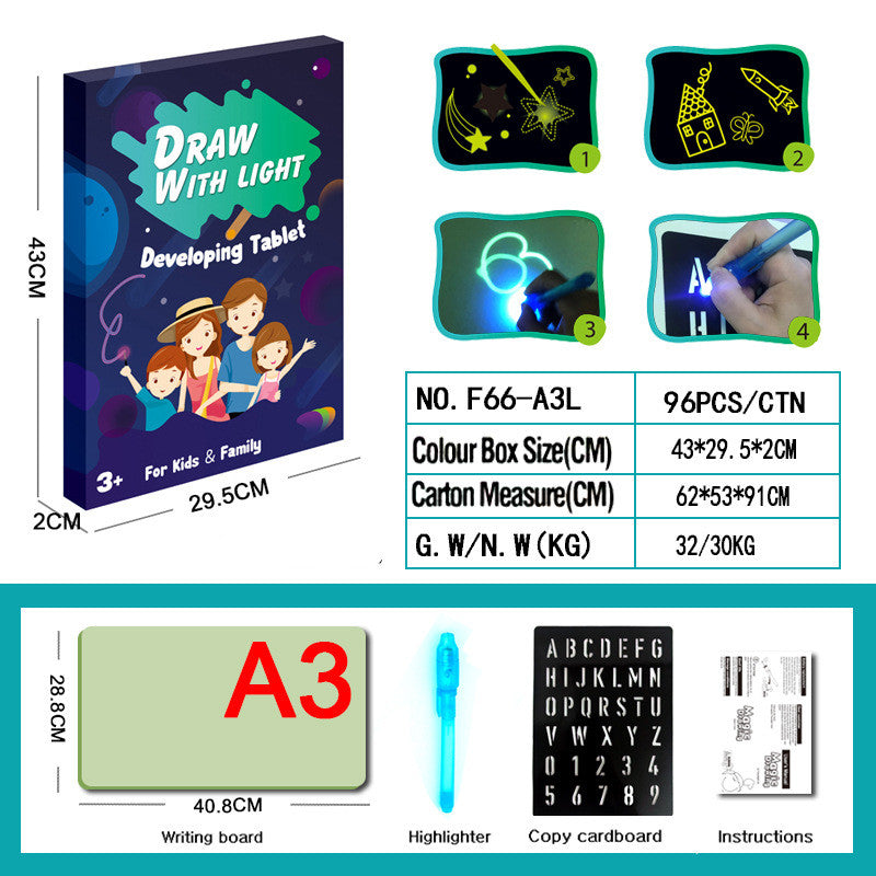 Magic 3D Light Drawing Pad – 8 Glow Effects Educational Sketchboard