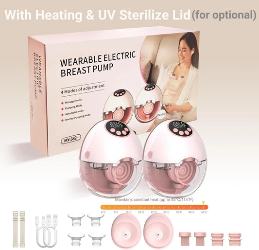 Comfortable Hands-Free Breast Pump – Smart Heating & UV Sterilization, BPA-Free & Wearable