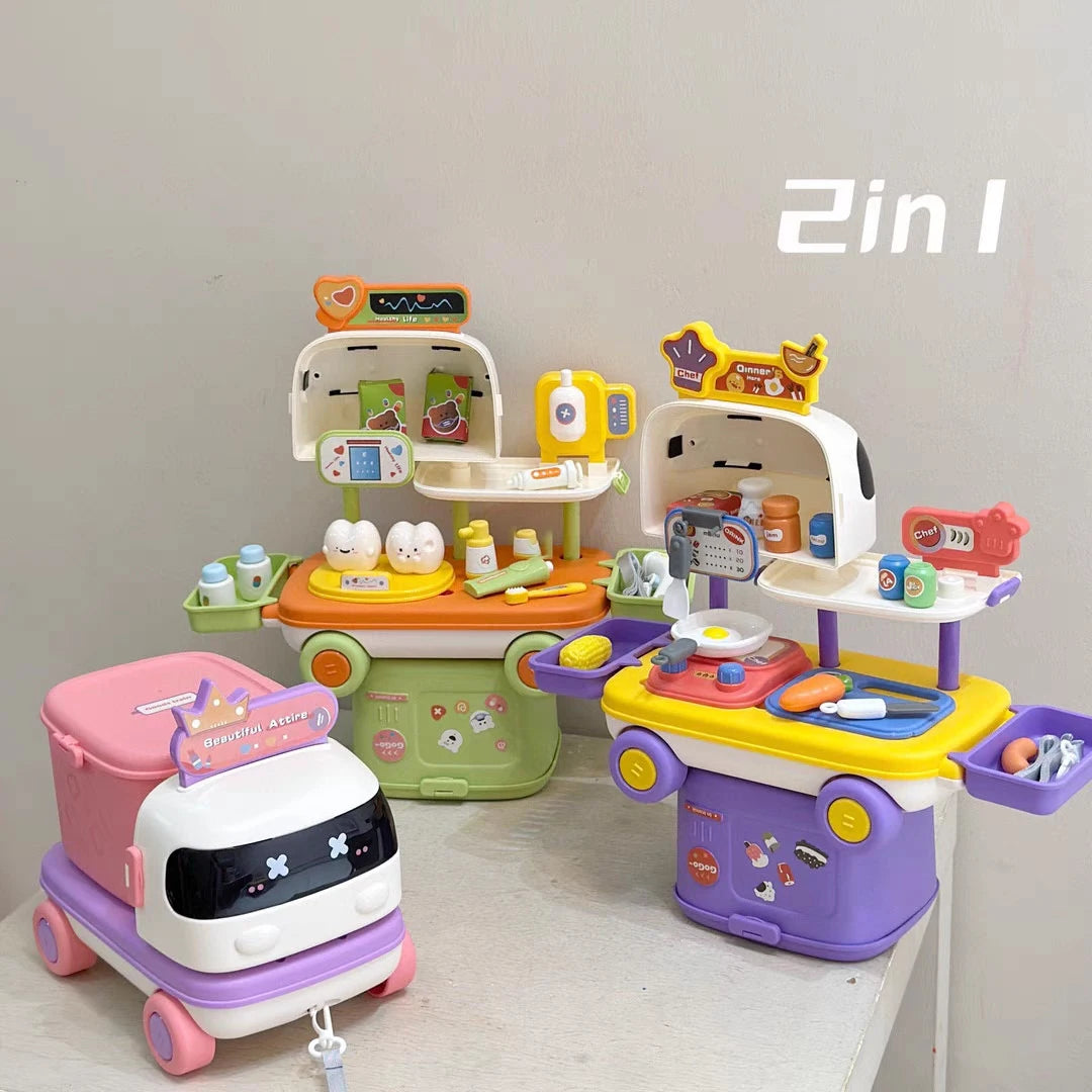 Kids Play Kitchen Set – Cooking, Makeup & Medical Role Play Toy
