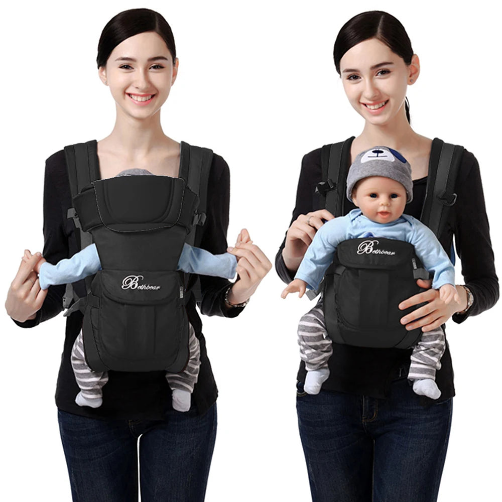4-in-1 Adjustable Baby Backpack Carrier | Ergonomic, Soft & Safe for Newborn to Toddler